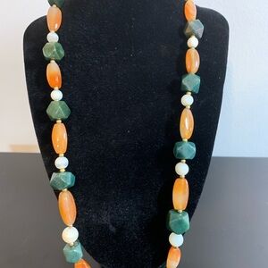 Vintage Multi-Color Agate Stone Beaded Necklace